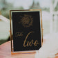 Celestial Wedding Table Number Gold, Boho Sun & Moon Wedding Template Card, Starry Night Sky Gold Black #062
