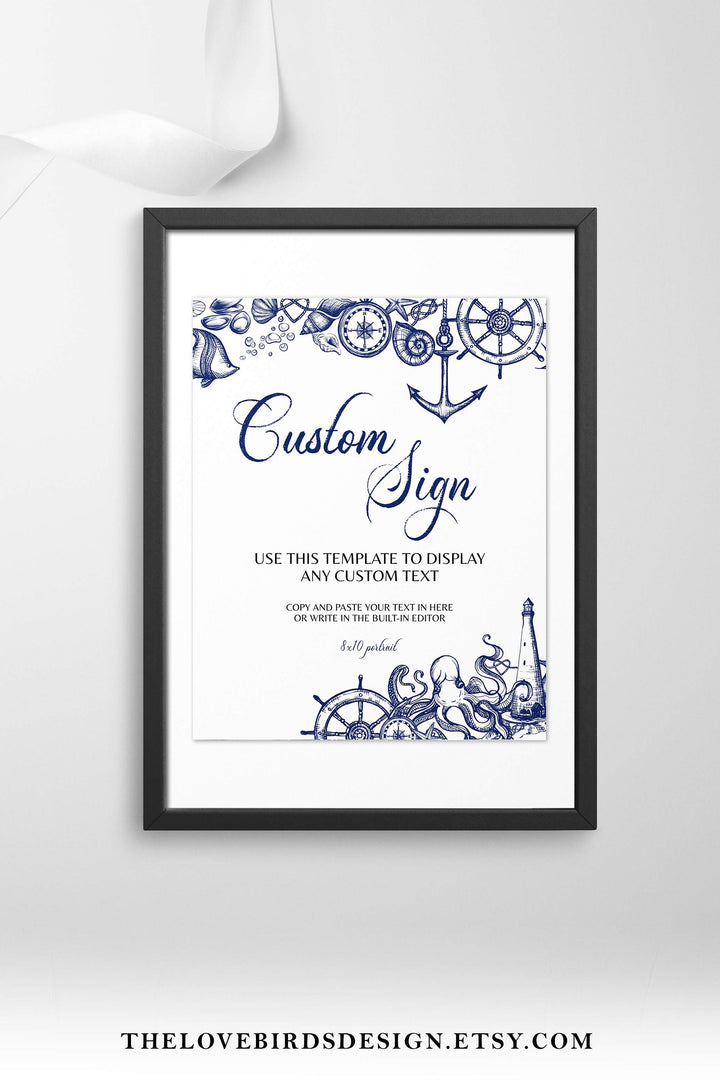 Nautical Baby Shower Decorations, Custom Sign for Wedding Bachelorette Party or Bridal Shower | Printable Template - marryful