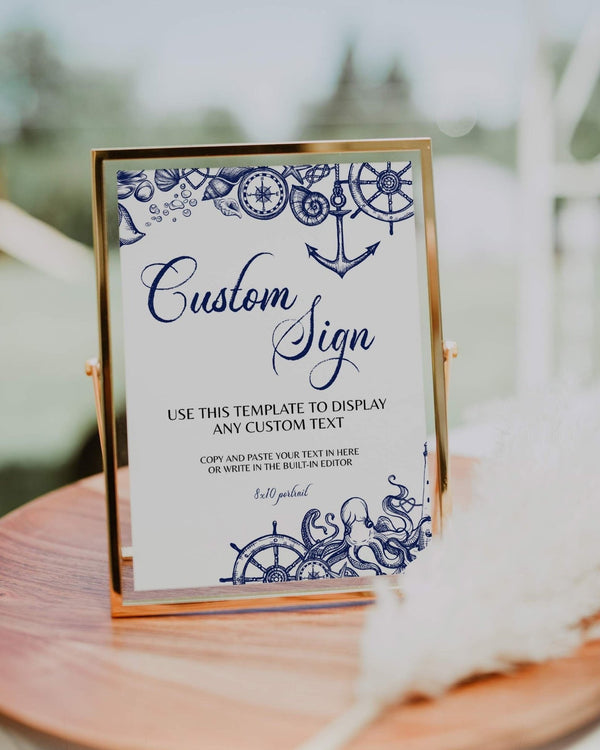 Nautical Baby Shower Decorations, Custom Sign for Wedding Bachelorette Party or Bridal Shower #071