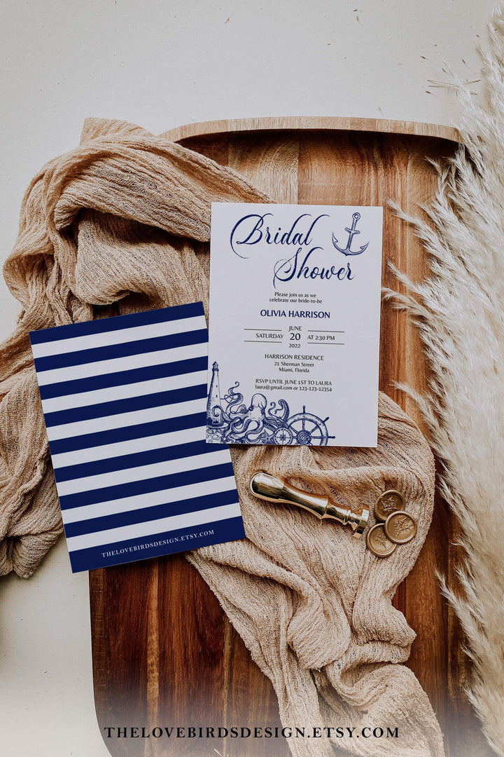 Nautical Bridal Shower Invite, Destination Beach Bridal Shower Invitation Template Download - marryful
