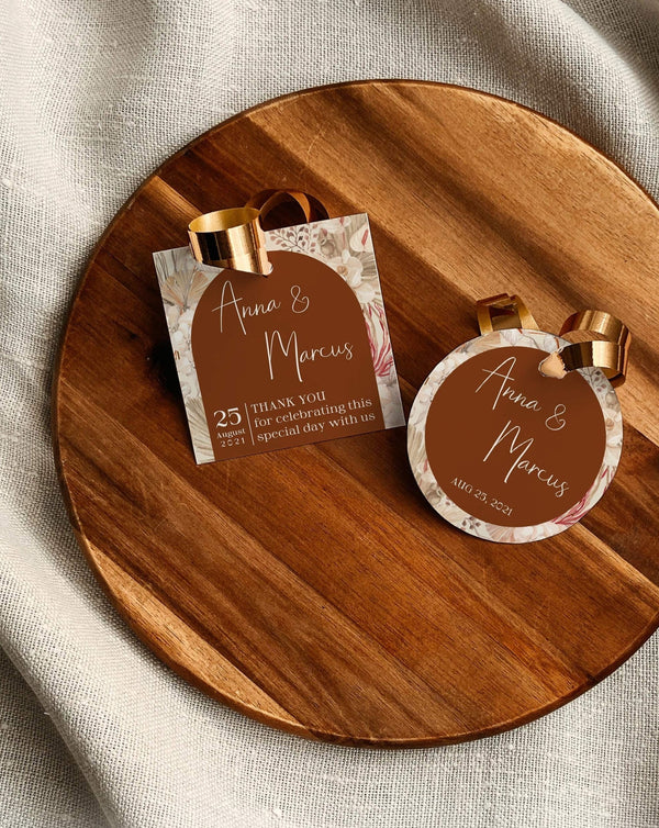 Rust Wedding Favor Tags - Boho Terracotta Burnt Orange Theme - Instant Download Digital Template
