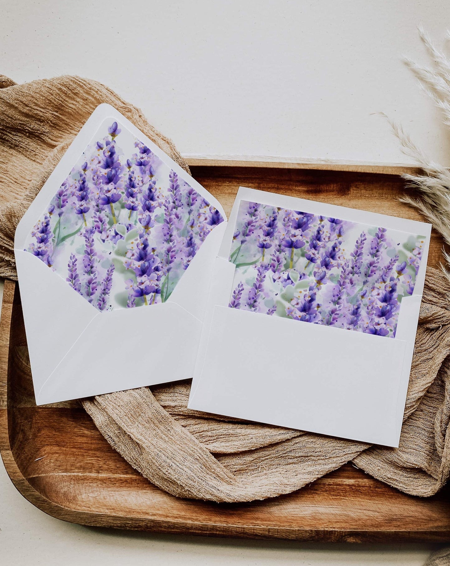 Lavender Envelope Liners Template for Wedding Bridal Shower or Baby Shower Invitation, a7 euroflap & square flap #073d