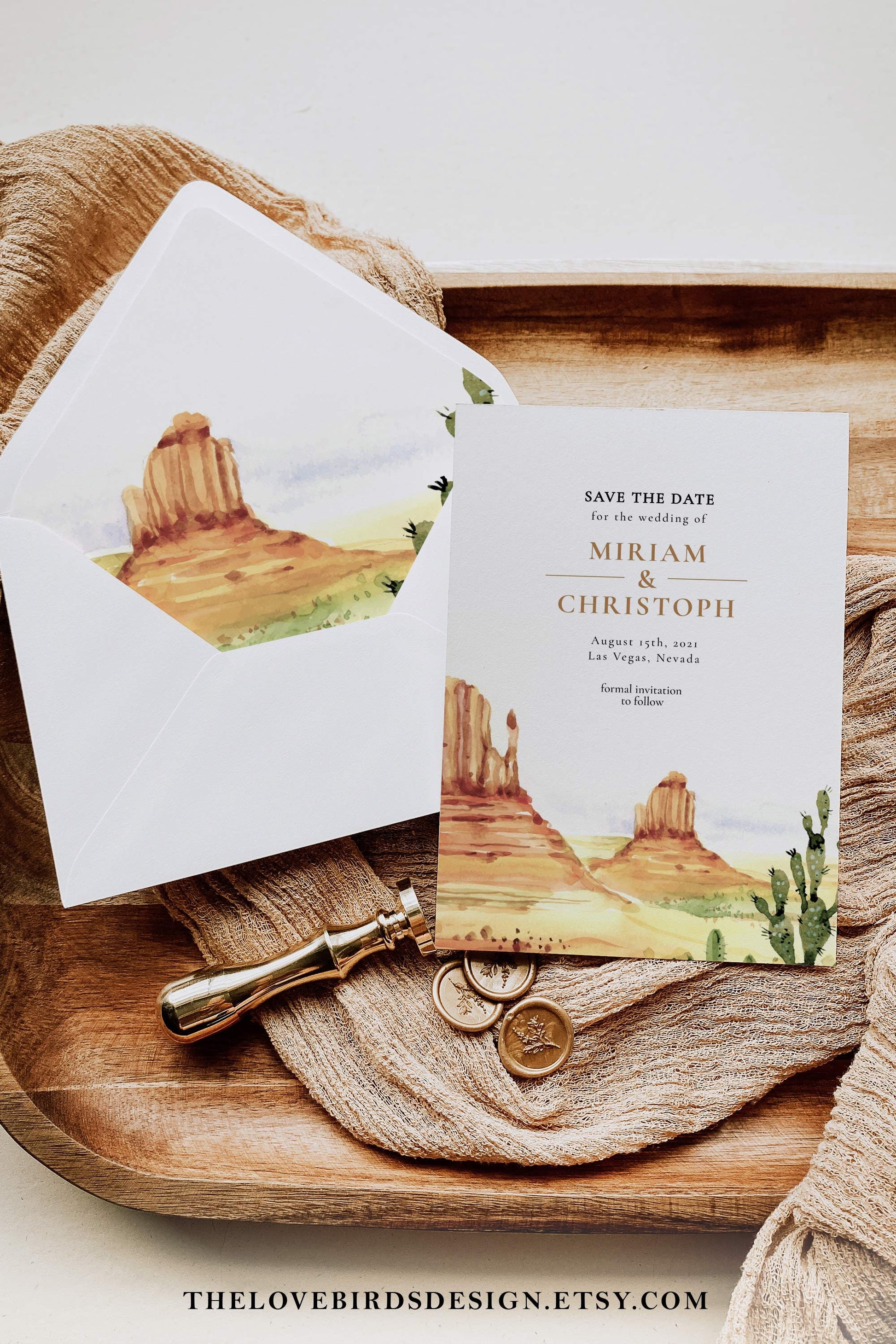 Sedona Desert Wedding Envelope Liner Template