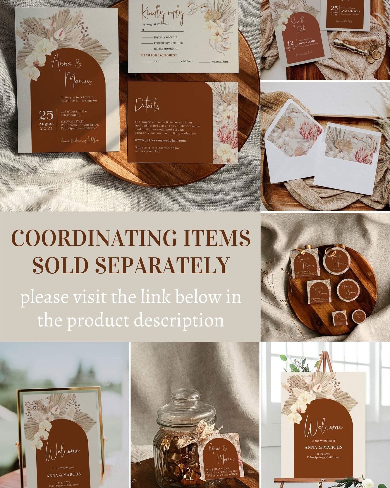 Boho Rust Wedding Envelope Liners - Terracotta & Burnt Orange Theme - Instant Download Digital Template