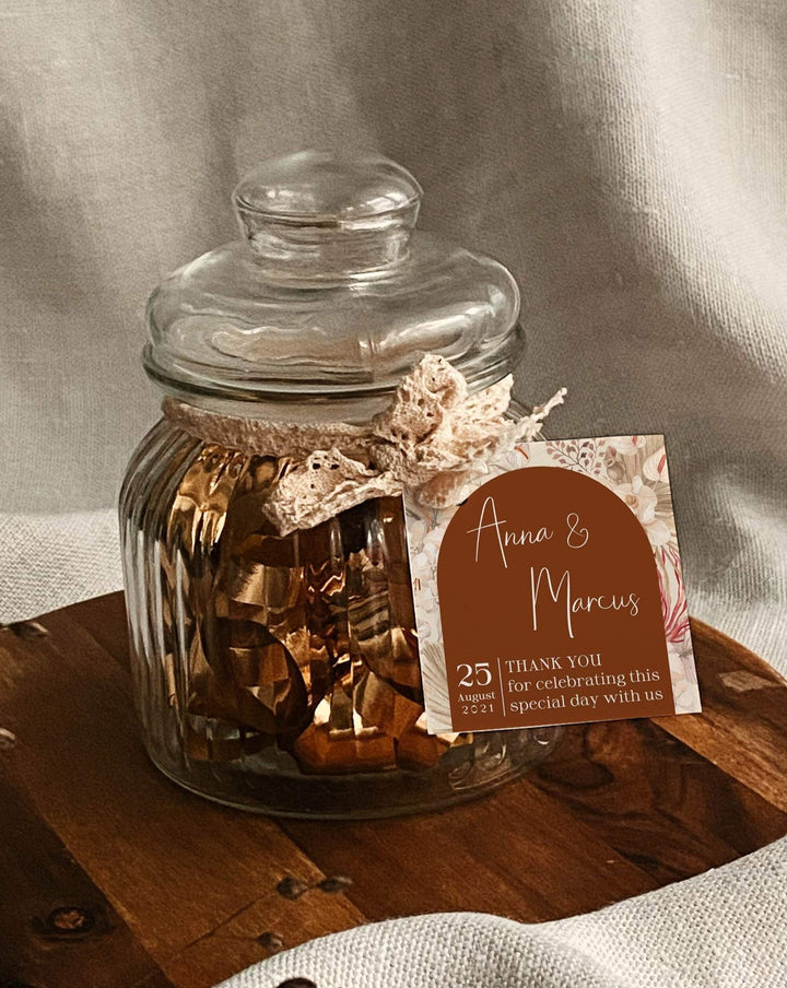 Rust Wedding Favor Tags - Boho Terracotta Burnt Orange Theme - Instant Download Digital Template