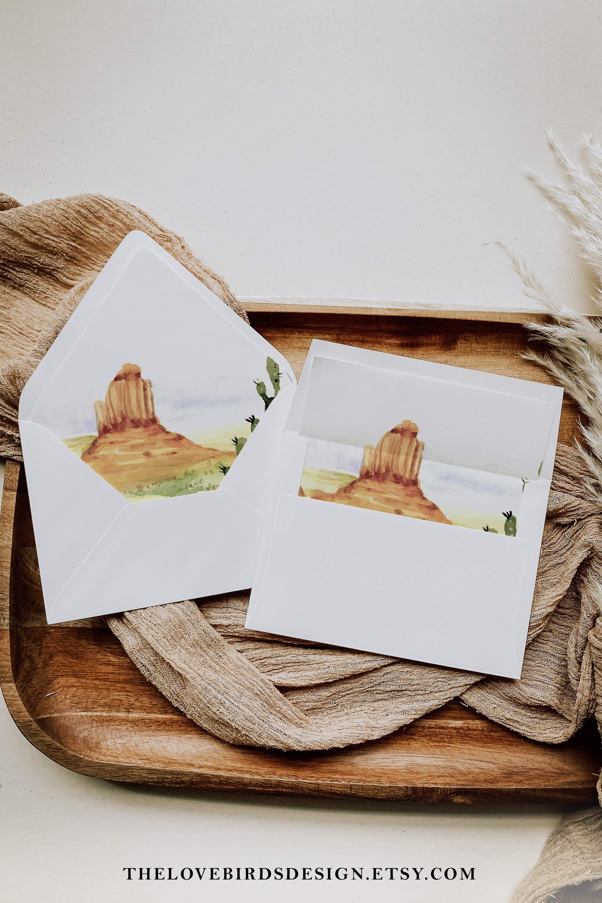 Sedona Desert Wedding Envelope Liner Template