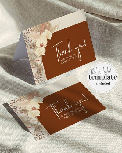 Terracotta Rust Wedding Thank You Card - Instant Download Digital Template