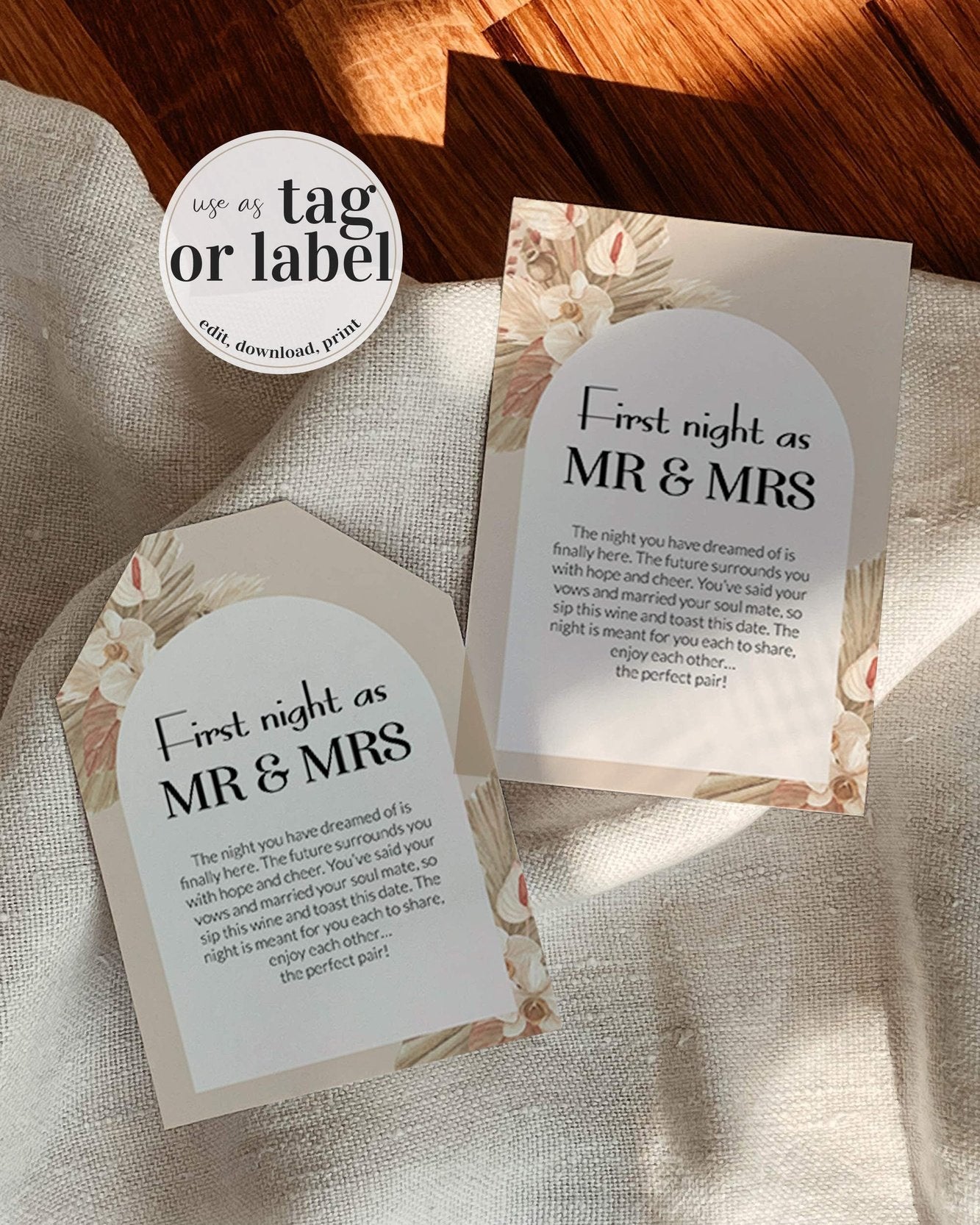 Boho Year of Firsts Wine Tags Download, Wedding Milestone Wine Labels, Funny Wedding Gift Couple Unique