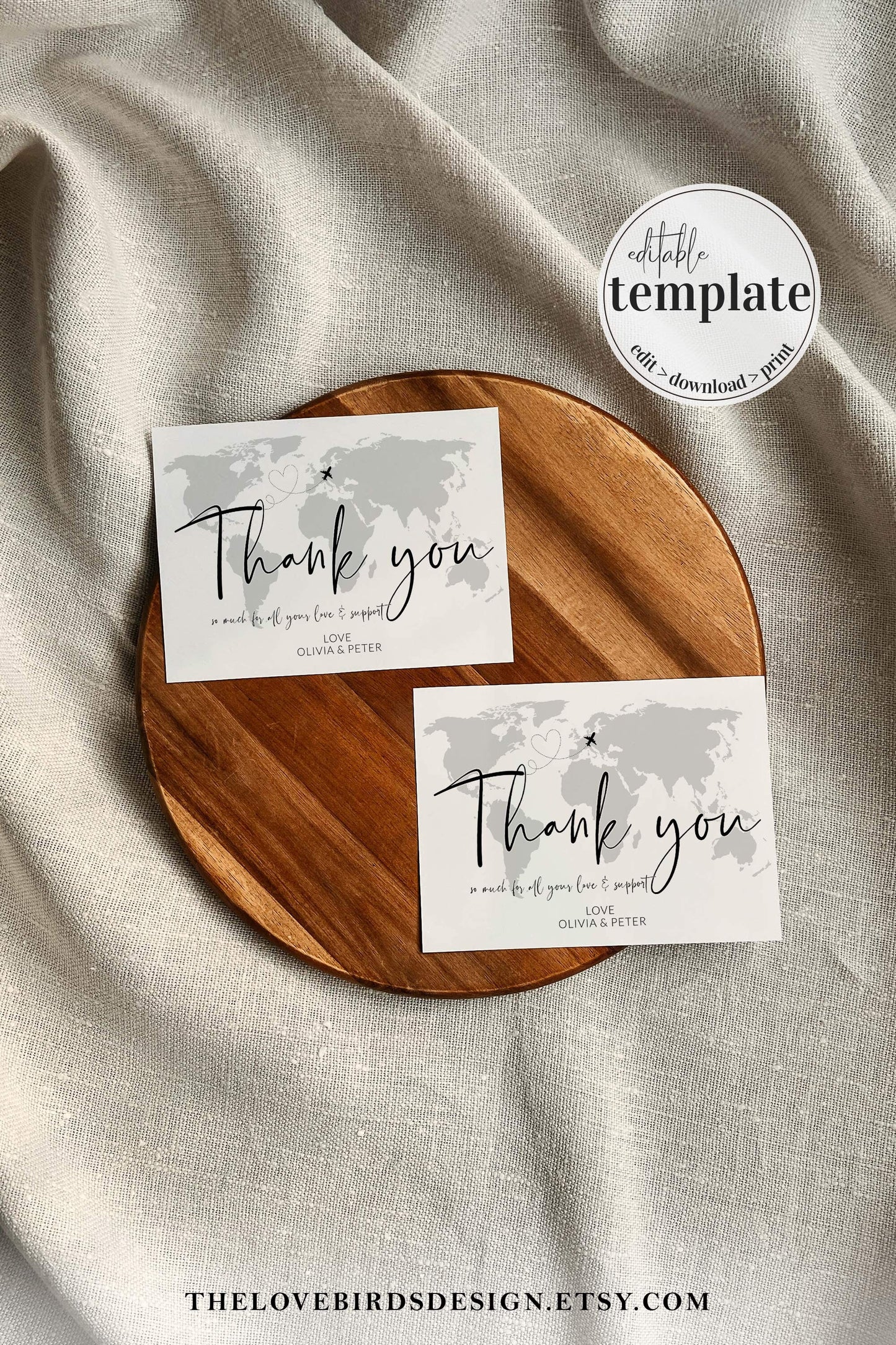 Travel Thank you Card Template for Destination Wedding #072w
