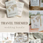 Destination wedding stationery bundle, travel themed wedding suite, Watercolor World Map Wedding Invitation Template #072w