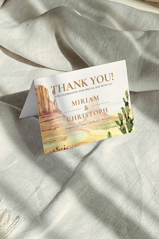 Western Wedding Thank you Card Template