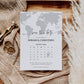 Save the date Destination Wedding Calendar for Travel Wedding, World Map Save the Dates Template #072w