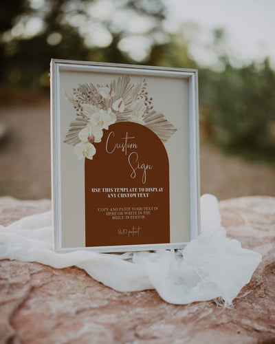 Rust Wedding Custom Sign | Burnt Orange Boho Theme | Terracotta Copper Saree | Instant Download Digital Template