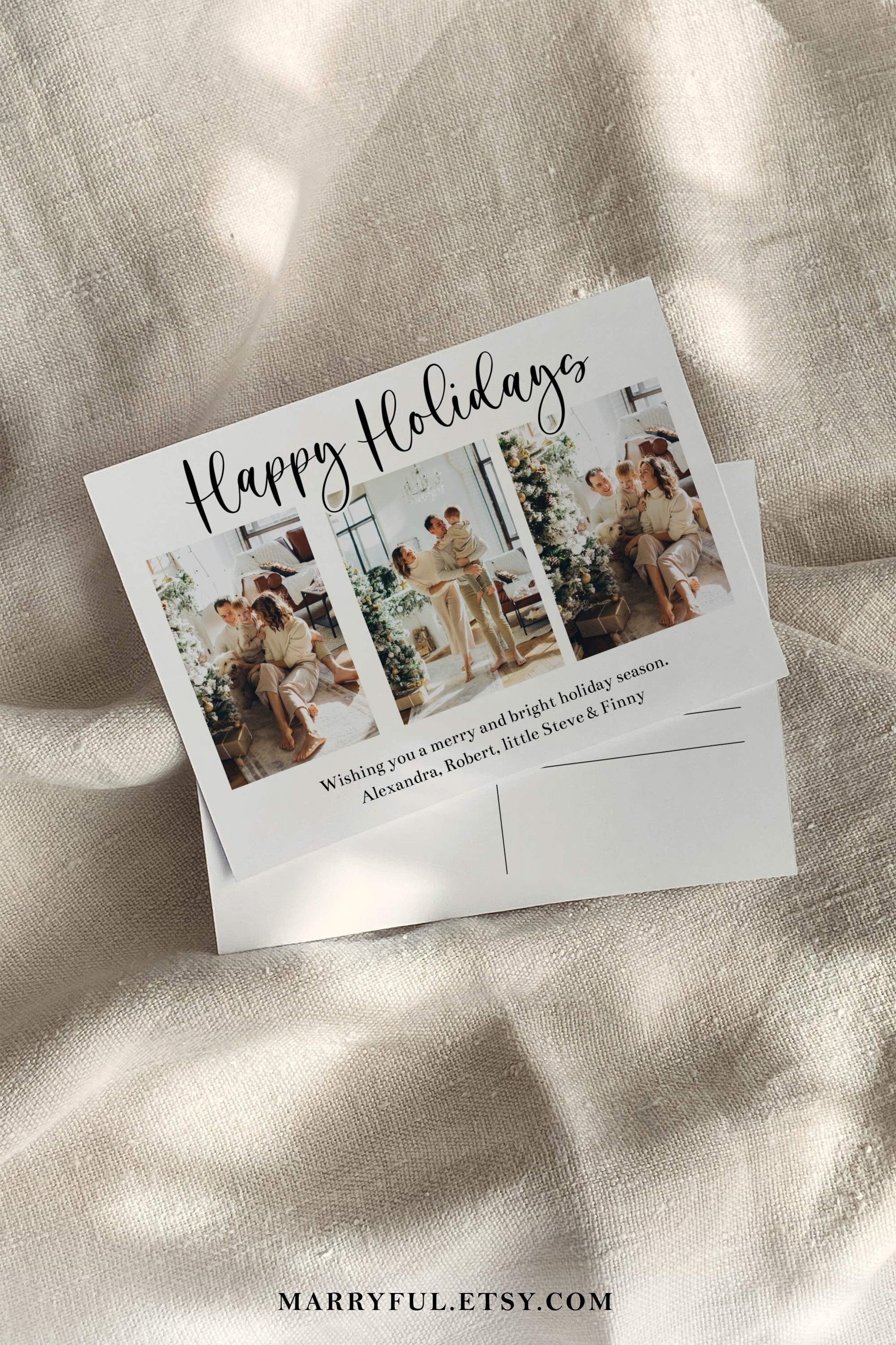 Simple Christmas Cards Photos, Christmas Card Template Postcard for 2022 Holiday Greetings