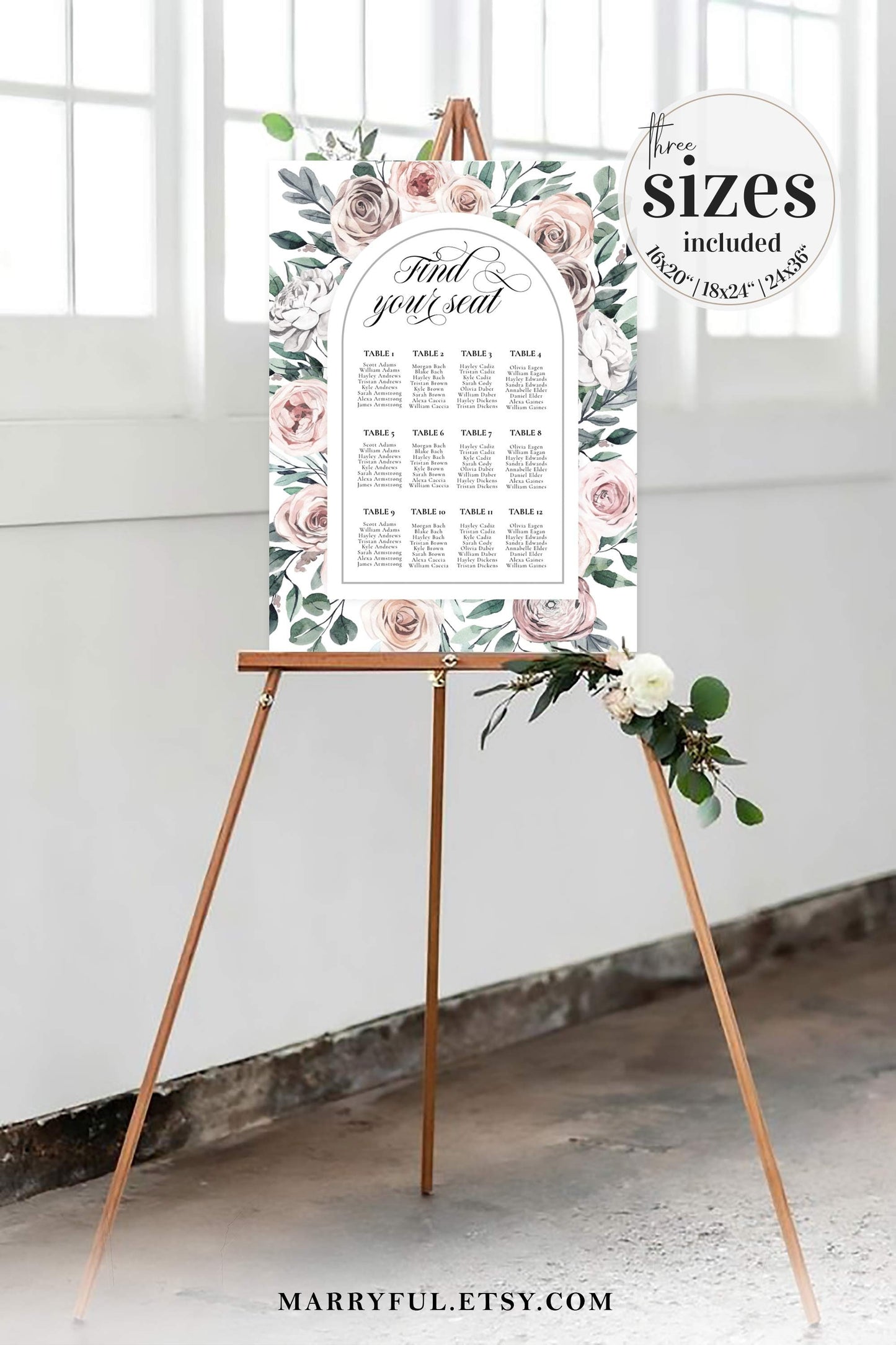 Rustic Wedding Seating Chart Template Download, Unique Wedding Decor, Seating Chart for Baby or Bridal Shower #005
