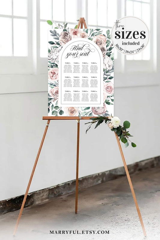 Rustic Wedding Seating Chart Template Download, Unique Wedding Decor, Seating Chart for Baby or Bridal Shower #005