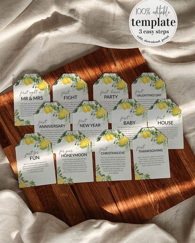 Lemon Bridal Shower Wedding Milestone Wine Labels or Tags Perfect Engagement Gift for Wine Lovers