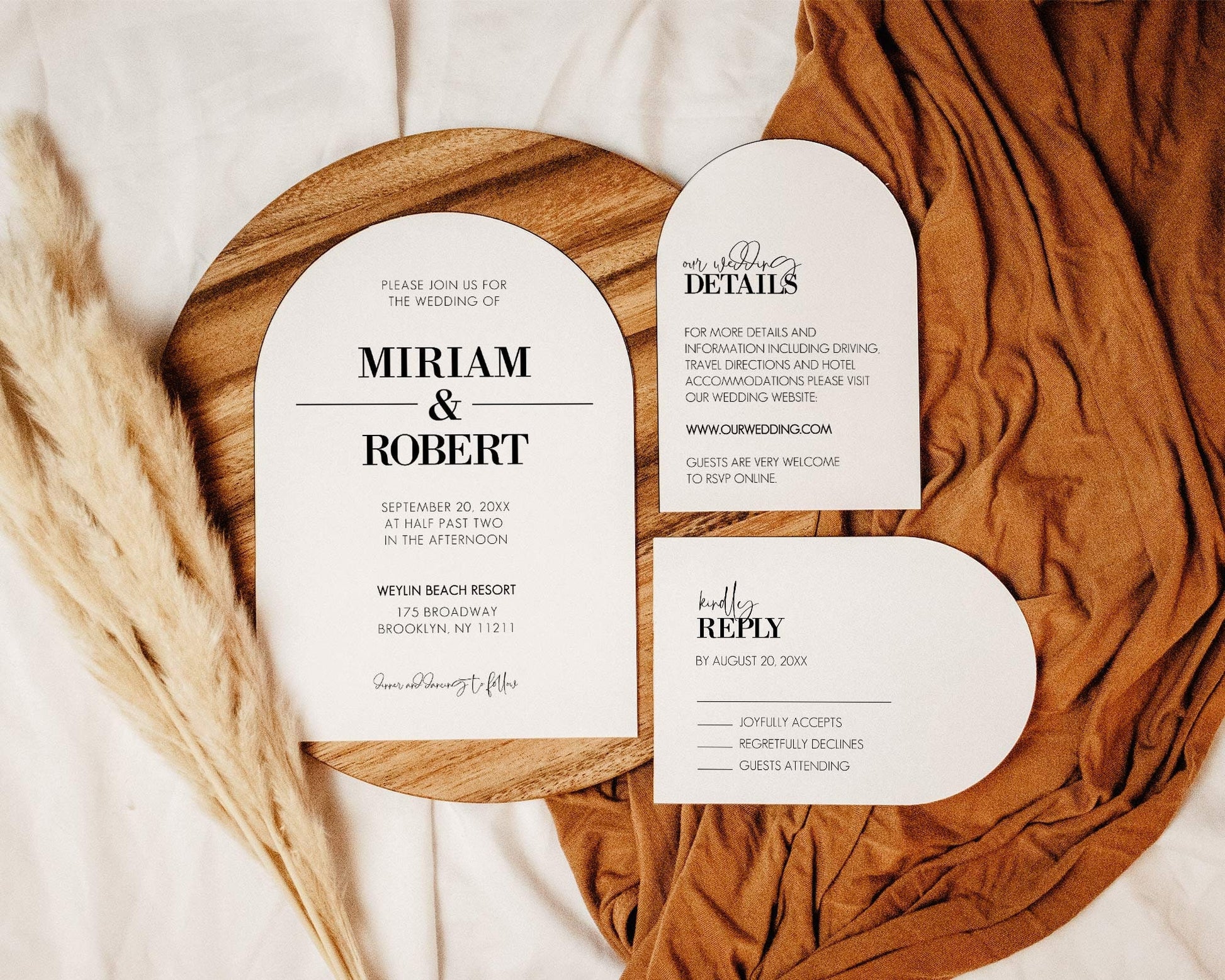 Modern Wedding Invitation Suite in Arch Shape