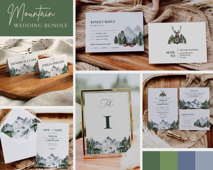 Mountain Wedding Invitation Suite Template ENTWURF!!!