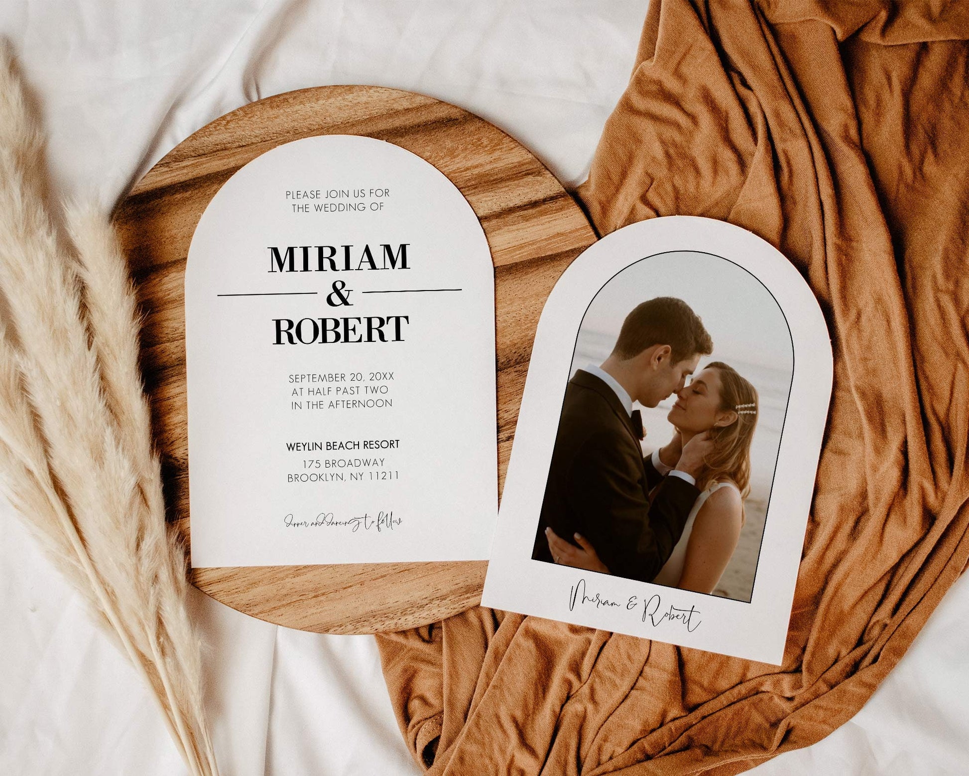 Modern Wedding Invitation Suite in Arch Shape