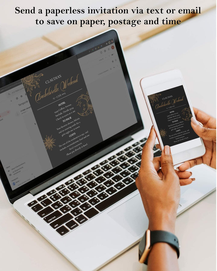 Witchy Bachelorette Weekend Itinerary for Starry Bridal Shower, Galaxy Bridal Shower Invitation and Schedule #062