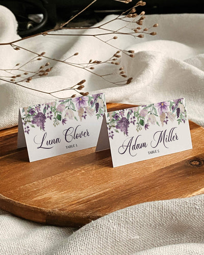 Lavender Place Card Templates for Romantic Wedding, Bridal or Baby Shower, Graduation or Birthday Party 071a - marryful