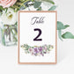Purple Table Numbers Template for Vintage Wedding, Girls Baby Shower or Plum Bridal Shower #071a