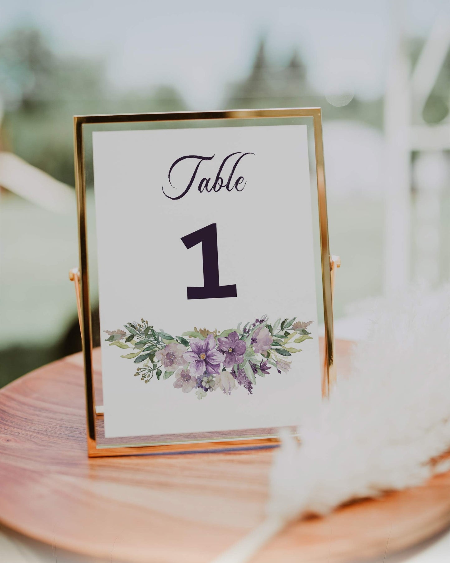 Purple Table Numbers Template for Vintage Wedding, Girls Baby Shower or Plum Bridal Shower #071a