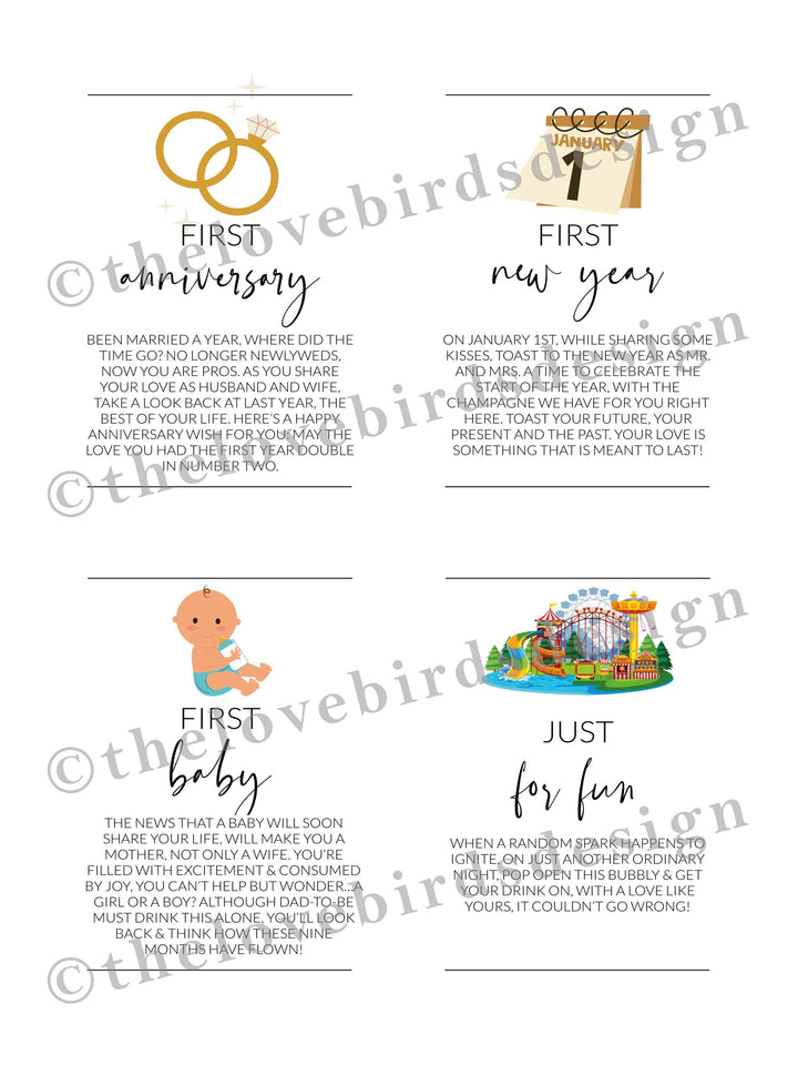 Marriage Milestone Wine Tags + Sign Bundle, Year of Firsts Wine Basket Tags, Wedding Milestone Wine Label Wedding Gift