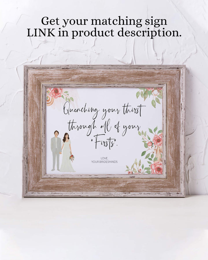 Marriage Milestone Wine Tags + Sign Bundle, Year of Firsts Wine Basket Tags, Wedding Milestone Wine Label Wedding Gift