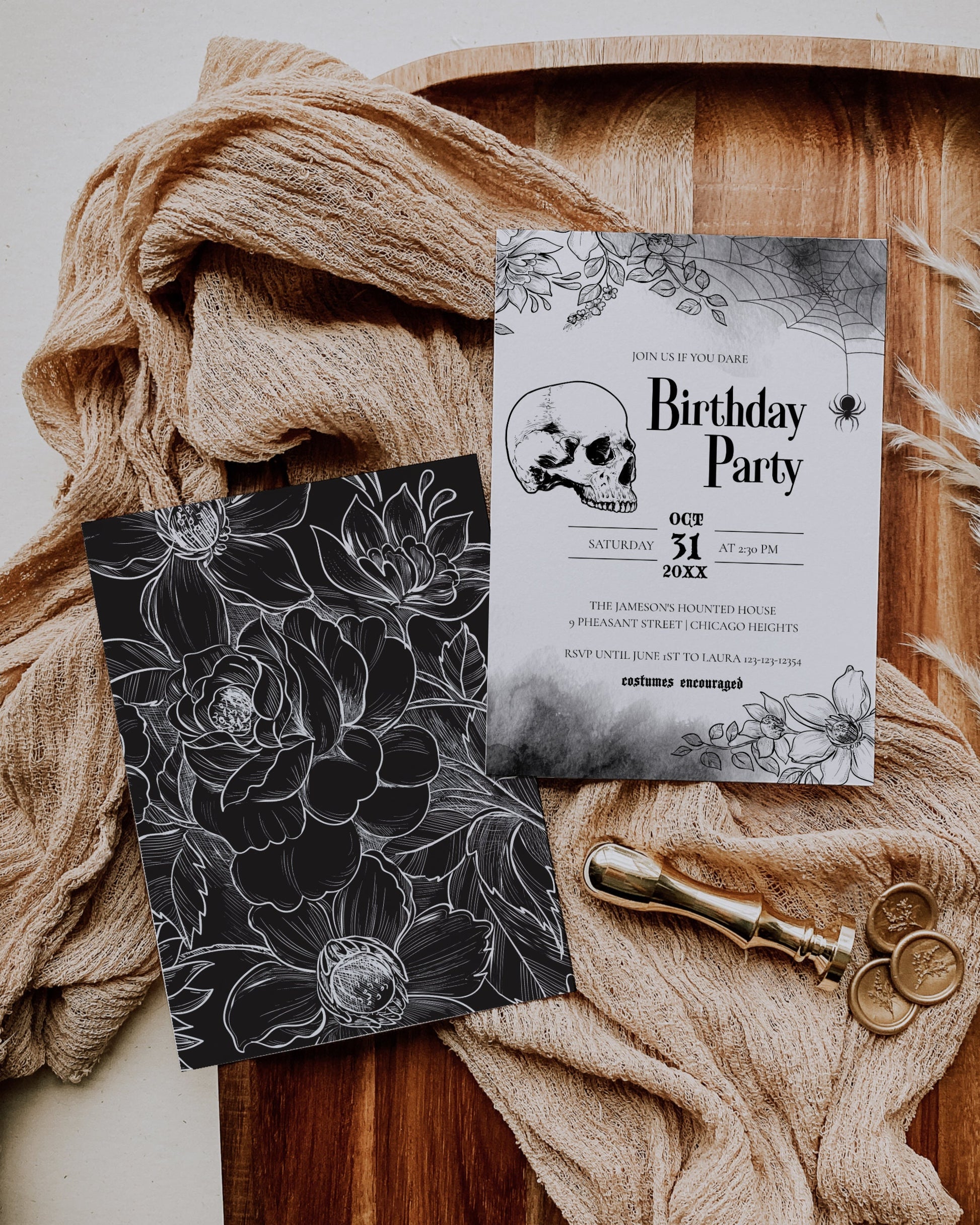 Halloween Birthday Party Invitation death to my 20s or funeral for my youth party invite