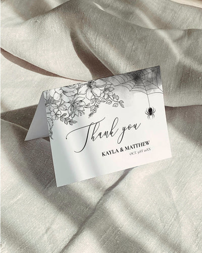 Halloween Party Thank you Card with Spider Spooky Thank you