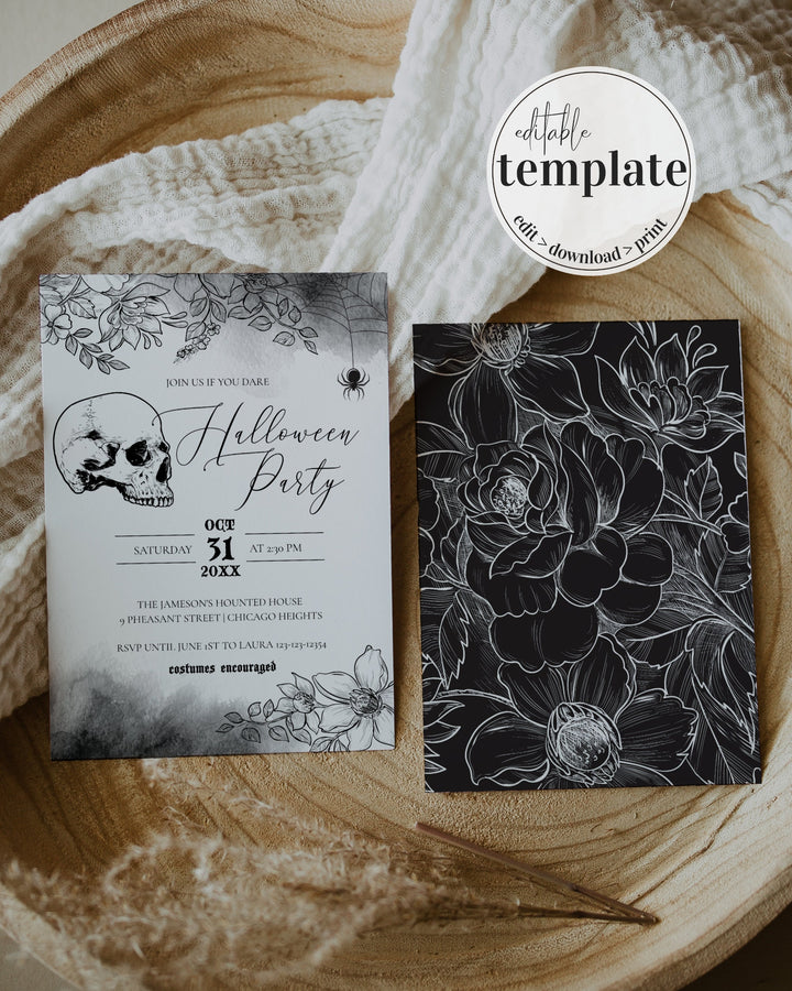 Halloween Party Invitation for Adults Costume Party Invite Template