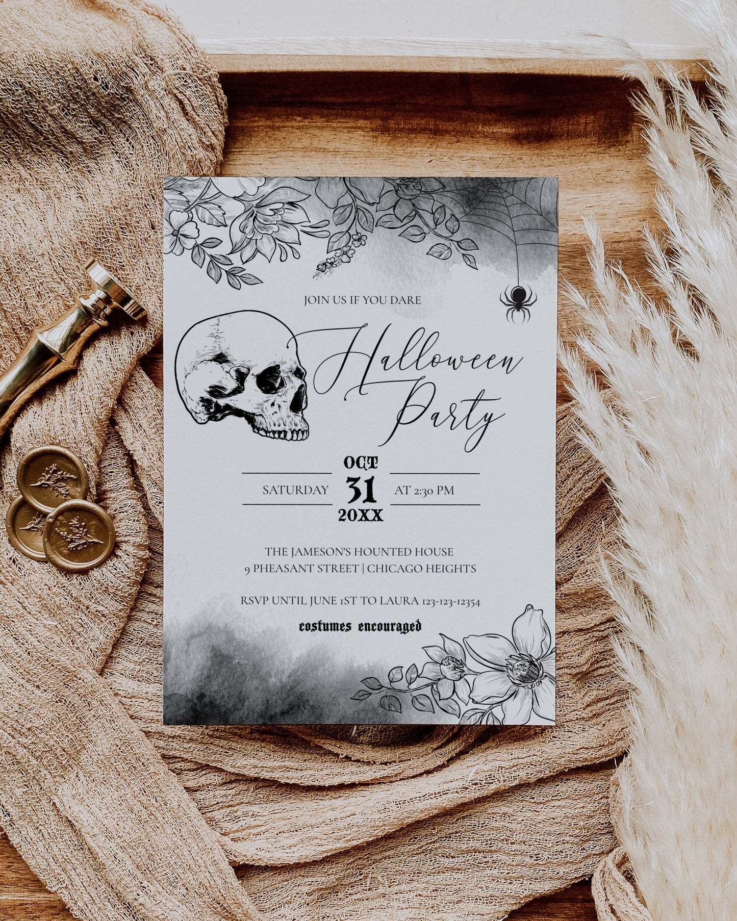 Halloween Party Invitation for Adults Costume Party Invite Template