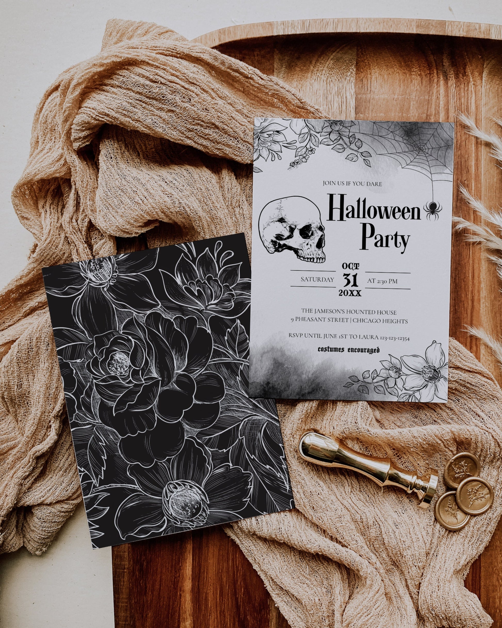 Editable Halloween Party Invitation Digital Download for Costume Party Invitation Template Kids or Adults
