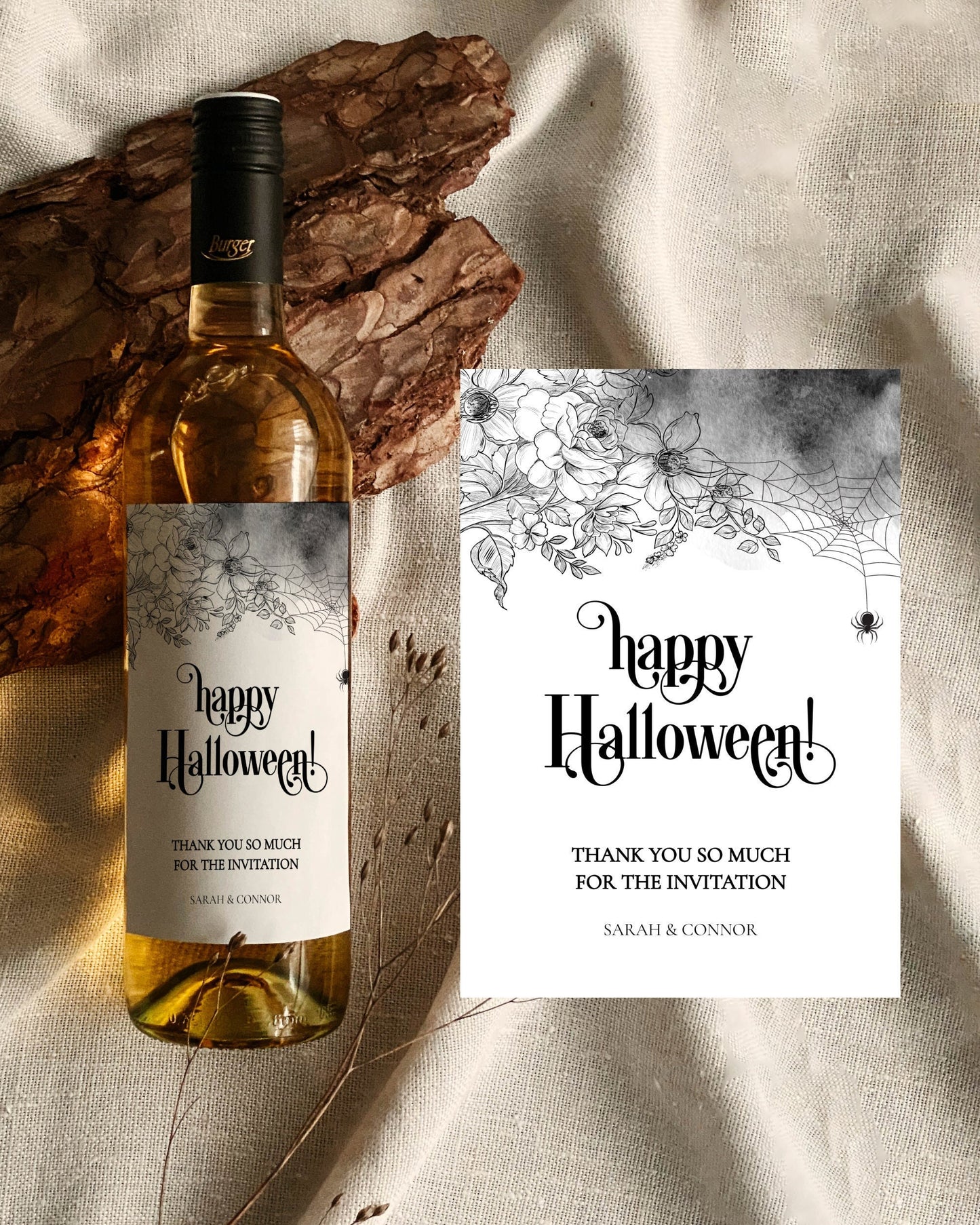 Halloween Party Custom Wine Label Template perfect wine basket gift