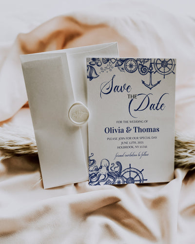 Beach Wedding Save the Date Invitation Template for Nautical Destination Wedding | Printable Template - marryful