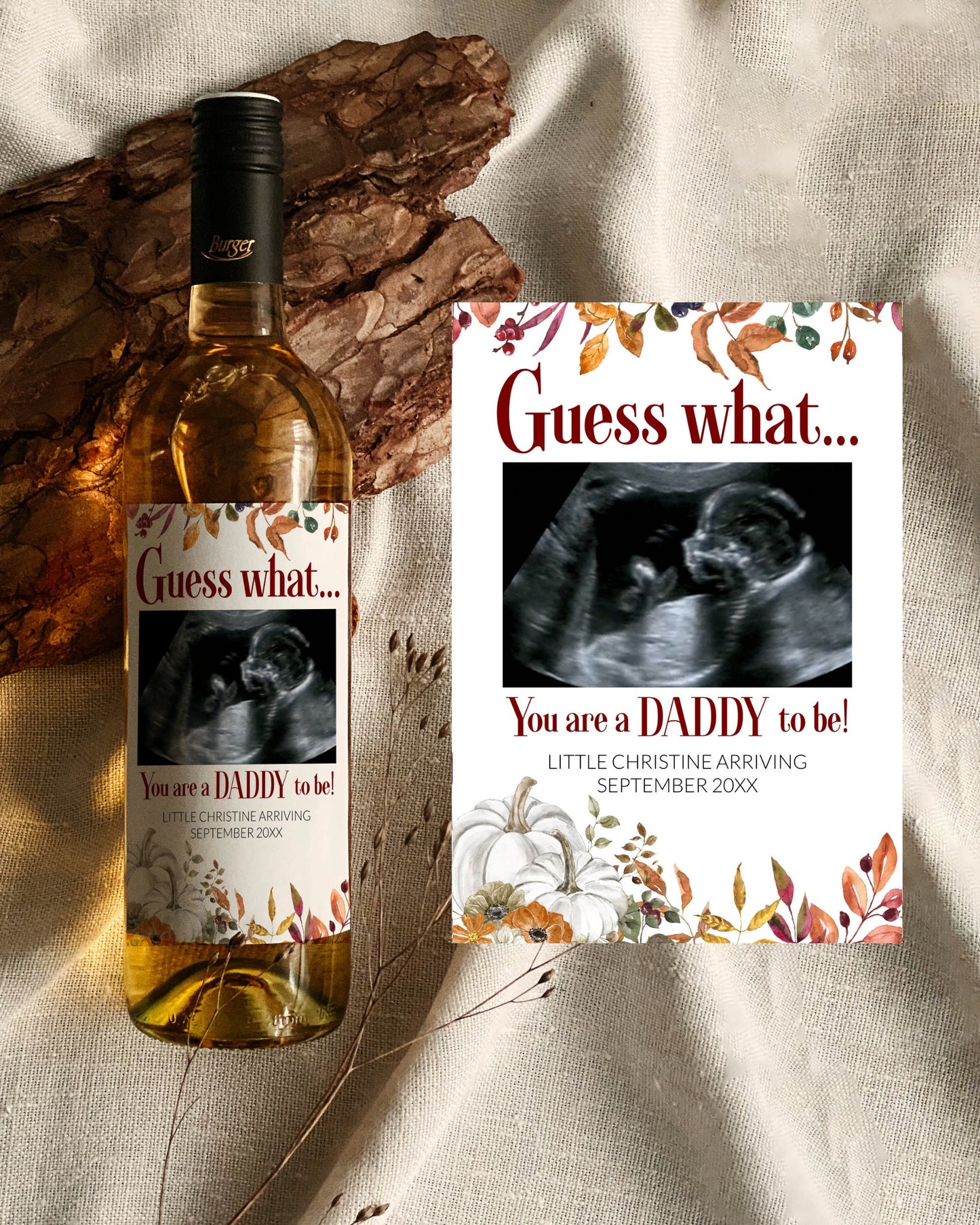Thanksgiving Pregnancy Announcement Wine Label Template to Download #099