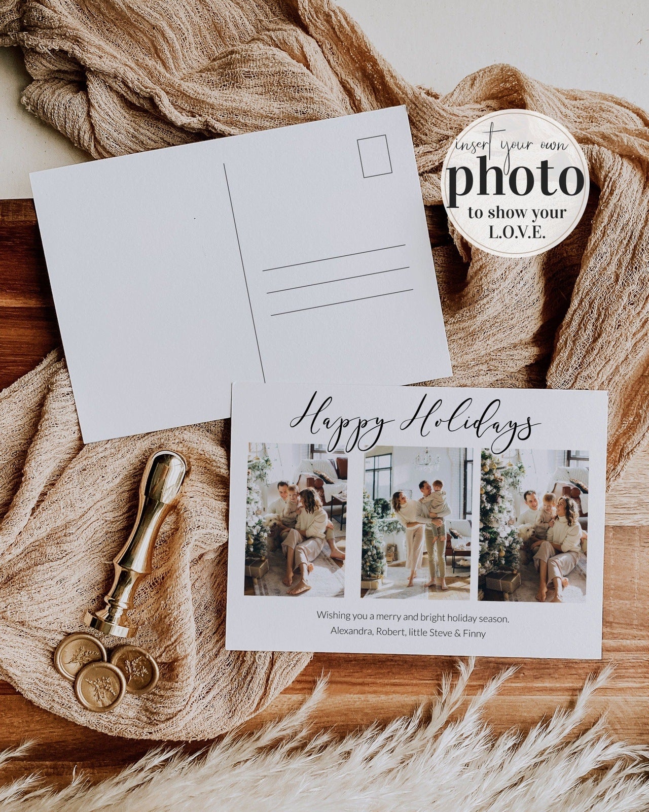 Happy Holidays Card Template 2022 Photo Christmas Card for husband son family or friends