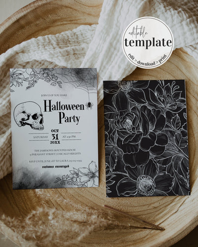 Editable Halloween Party Invitation Digital Download for Costume Party Invitation Template Kids or Adults