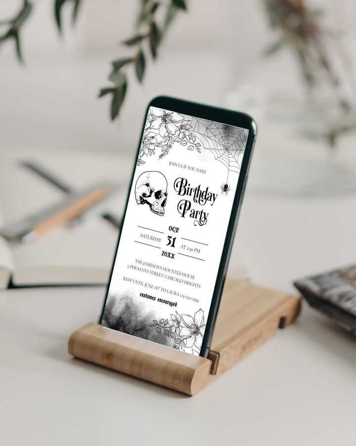 Phone Halloween Birthday Party Invitation for Adults Digital Costume Party Invitation Template