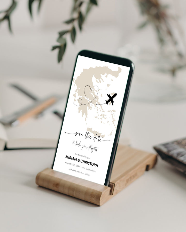 GREECE Digital Save the Date Destination Wedding Passport Invitation for Travel Wedding 072w - marryful