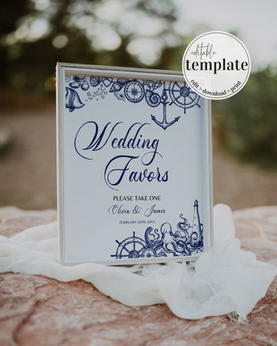 Destination Wedding Favors Sign Printable Template for Beach Bridal Shower or Nautical Baby Shower | Printable Template - marryful