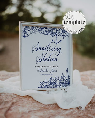 Sanitizer Station Sign, Social Distance Wedding, Sanitizer Sign, Instant Download, Wedding Hand Sanitizer Sign for Beach Wedding - marryful