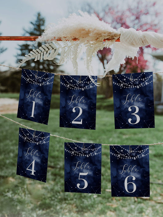 Table Numbers Sign Printable Template for Celestial Wedding Decor Sweet Sixteen Baby Shower or Moon Bridal Shower #066