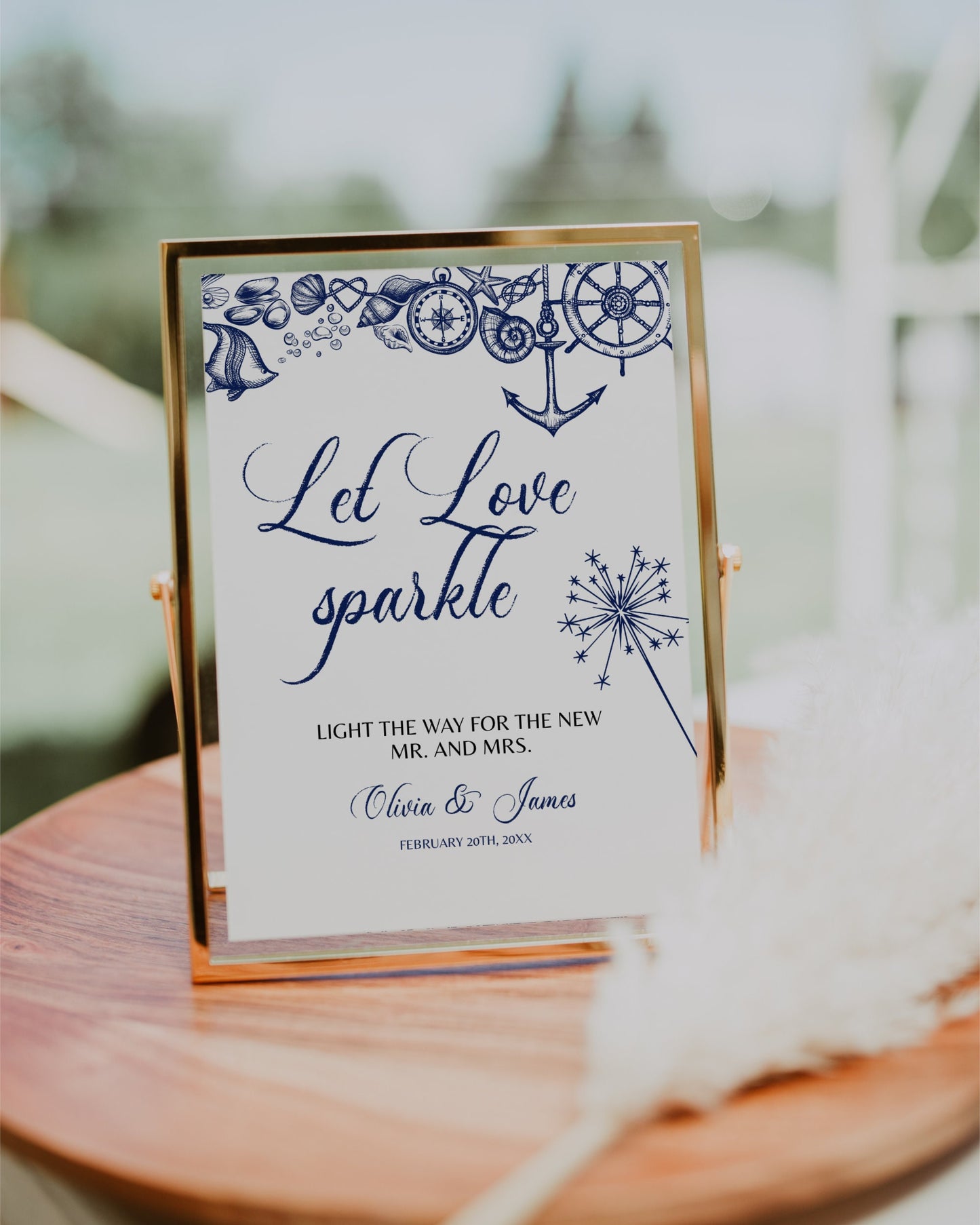 Let Love Sparkle Sign Printable Template for Beach Wedding Send Off at Destination or Nautical Wedding