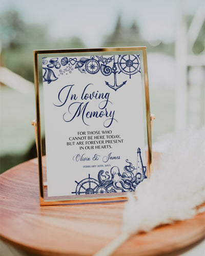 Wedding Memorial Sign, Reserved for someone in heaven memory wedding sign for Nautical Beach Wedding - marryful