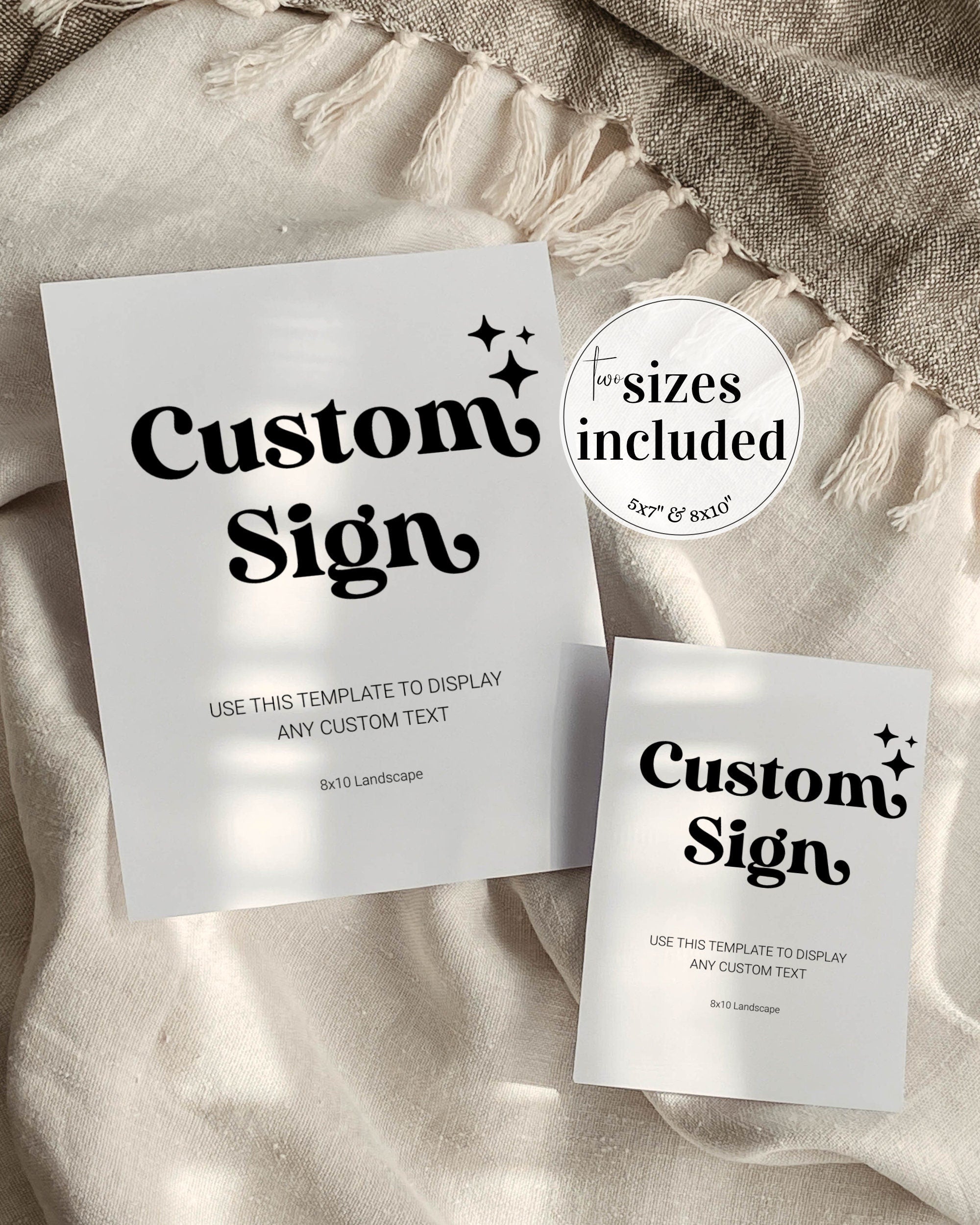 Modern - Custom Sign, Personalised Wedding Signs in horizontal and vertical, Printable Templates 5x7