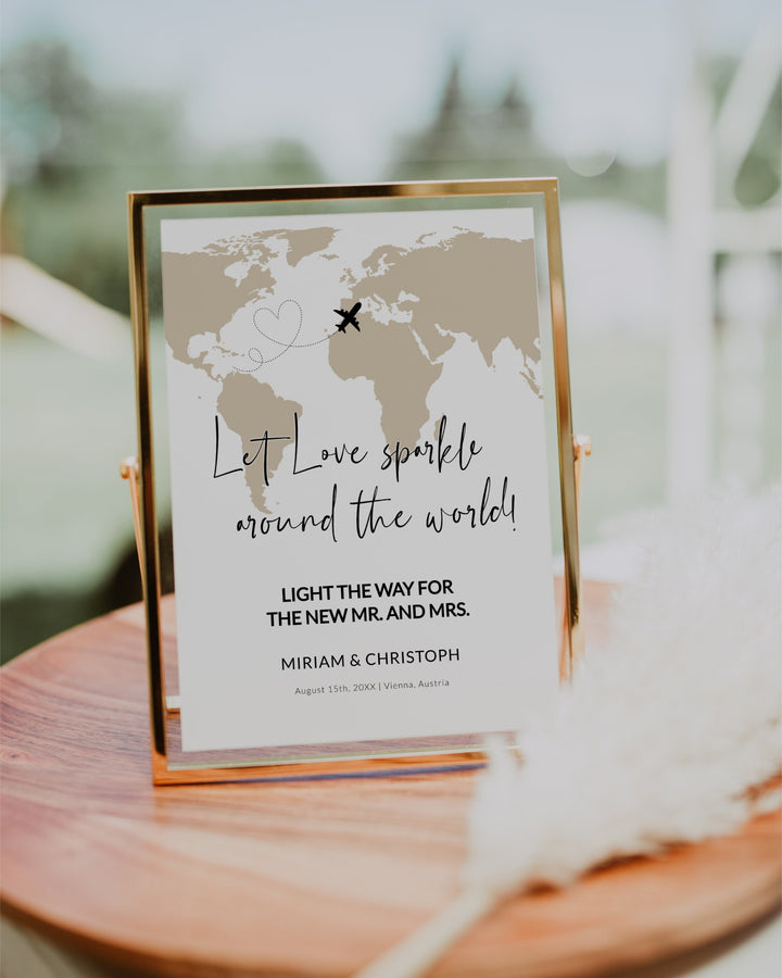 Let Love Sparkle Sign Printable Template for Destination Wedding and Travel Send Off 072w - marryful