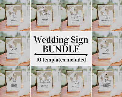Destination Wedding Sign Bundle Printable Templates for Travel Wedding Decorations 072w - marryful